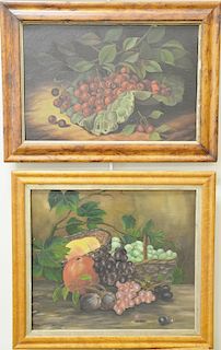 Group of eight framed still life paintings to include two 19th century, basket of strawberries, three still life of fruit in bowls, ...