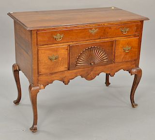 Queen Anne highboy base (now lowboy) with large shell carving, 18th century. ht. 34 in., wd. 42 in.