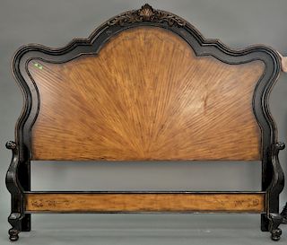 Louis XV style king size bed, complete plus two 3-drawer night tables (ht. 32 in., wd. 31 in.).