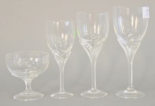 Large set of Rosenthal crystal in four sizes including 13 desserts, 16 large stems, 16 stemmed wines, and 8 stems, 53 total pieces. ...