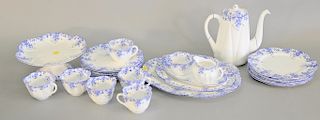 Shelley Dainty Blue china group to include a snack set plates with cups, plates, teapot, compote, three oval trays, etc., 24 total p...