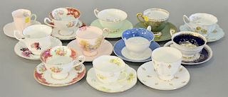 Group of twelve Shelley cups and saucers.