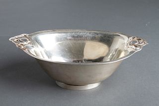 Royal Danish Silver Pierced Handled Oval Bowl