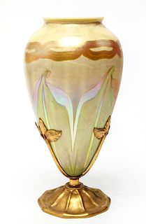 Tiffany L.C.T. Favrile Iridescent Feather LCT Vase