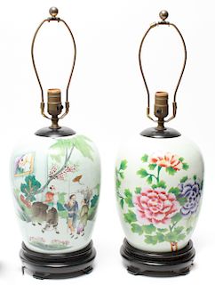 Chinese Porcelain Ginger Jar Table Lamps, 2