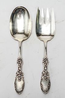 Whiting & Co. Silver "Tyrolean" Salad Servers Pair