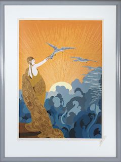 Erte "Wings of Victory" 1978 Colored Serigraph