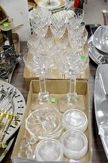 Val St. Lambert group to include pair of crystal candlesticks, set of stems, figures, etc.