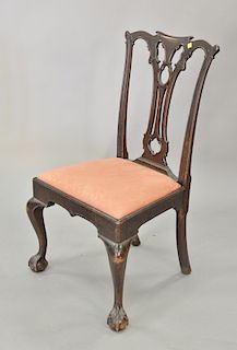 Margolis mahogany Chippendale style side chair with ball and claw feet, Nathan Margolis. ht. 39 in.