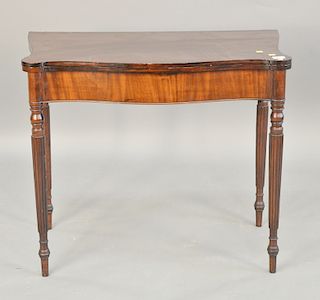 Sheraton style mahogany game table, late 19th - early 20th century. ht. 30 in., wd. 35 1/4 in.