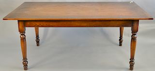 D.R. Dimes oak table. ht. 30 in., top: 40" x 72"