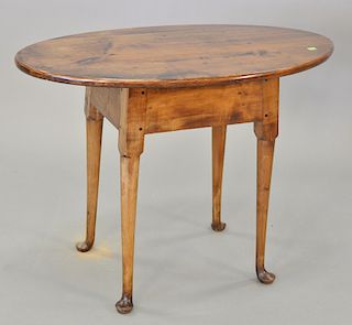 Queen Anne tea table with oval top, circa 1740 (top restored). ht. 25 1/2 in., top: 20 1/2" x 34"