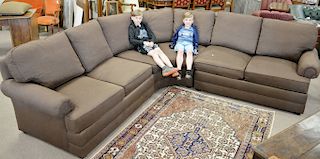 Henredon Upholstery Collection, three part sectional sofa with pillows, very clean. ht. 40 in., 113" x 118"
