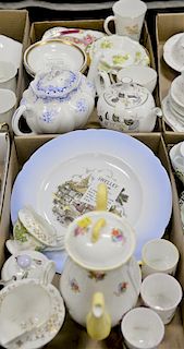 Two tray lots of Shelley china to include coffee pot, demitasse cups, Heavenly Blue teapot, Ferndown teapot, and miscellaneous cups,...