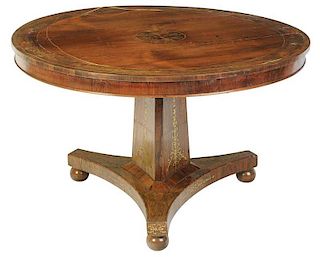 Regency Brass Inlaid Rosewood Center Table
