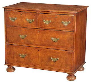 William and Mary Style Burlwood Chest