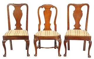 Three George II Carved Mahogany Side Chairs