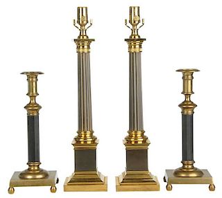Two Pairs Empire Style Candlesticks, Lamps