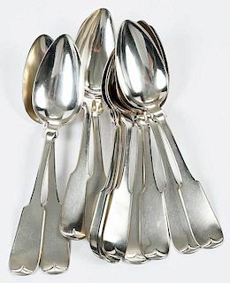 Set of 12 Coin Silver Serving Spoons