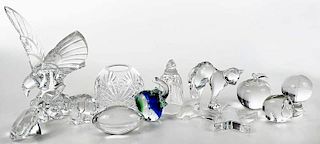 23 Glass Objects, Baccarat, Waterford