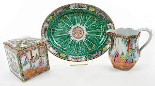 Three Chinese Export Famille Rose Objects