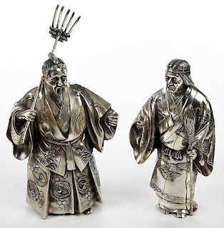 Two Japanese Silver Plated Figures