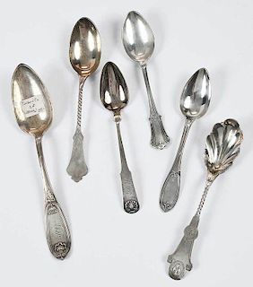 Patterned Coin Silver Spoons, Approx. 22 Pieces