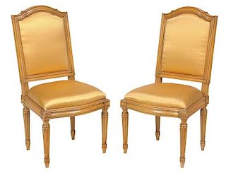 Pair Provincial Louis XVI Style Side Chairs