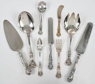 38 Pieces Sterling Shell Handle Flatware