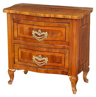 Baroque Inlaid Walnut Two Drawer Petite Commode