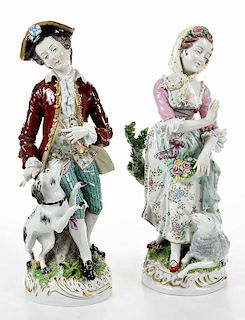 Pair Sitzendorf Porcelain Figures