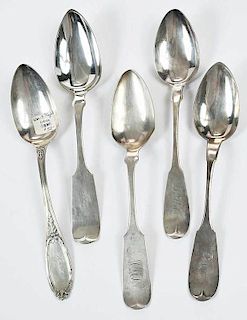 New York State Coin Silver Serving Spoons
