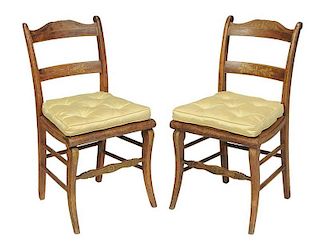 Pair Classical Stencil Decorated Side Chairs
