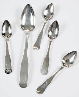 Boston Coin Silver Spoons, Approx. 30 Pieces