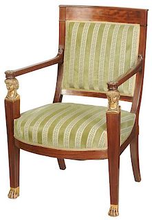 Empire Style Mahogany Arm Chair