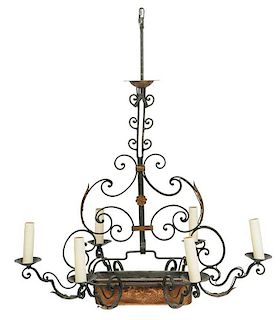Provincial Louis XV Style Iron Chandelier