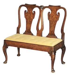 Queen Anne Style Double-Chairback Settee
