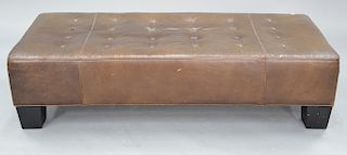Leather rectangular footstool.