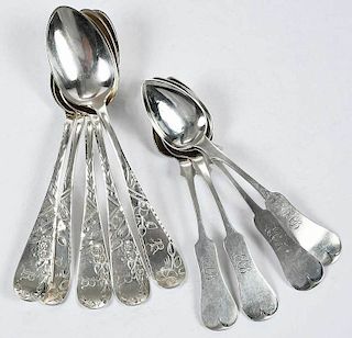 Sterling and Coin Silver Spoons, Nine Pieces
