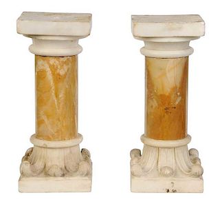 Pair Mixed Marble Miniature Columns