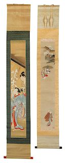 Two Japanese Scrolls with Figures