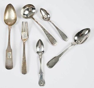14 Kirk and Warner Coin Silver Flatware