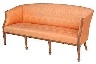 George III Style Mahogany Silk Upholstered Sofa