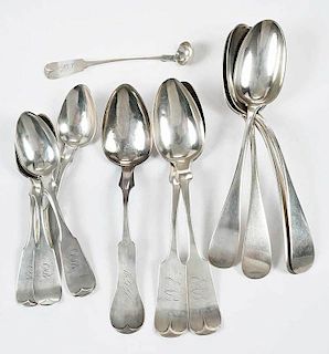 Group of Coin Silver Flatware, 13 Pieces