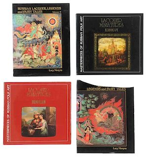 Four Russian Folk Art Lacquer Miniatures Books