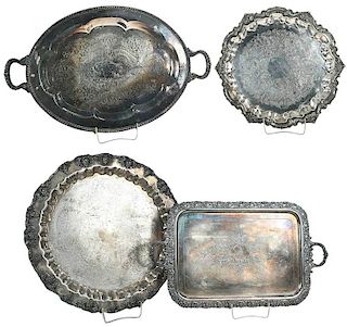 Four Silver Plate Serving Trays
