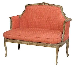 Louis XVI Style Carved and Silvered Settee