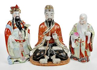 Three Chinese Porcelain Immortal Figures