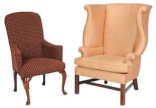 Silk Easy Chair, Queen Anne Style Armchair