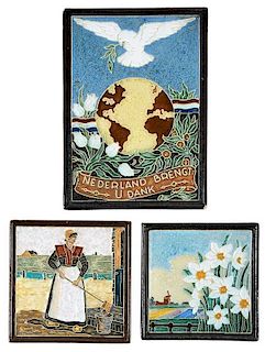 Three Signed Delft Arts and Crafts Tiles